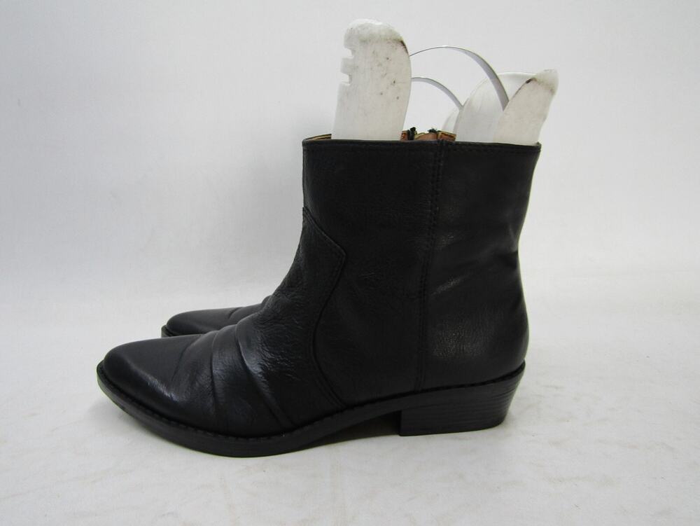 NINE WEST Womens Size 5.5 M Black Leather Slouch Zip Fashion Ankle Boots Bootie
